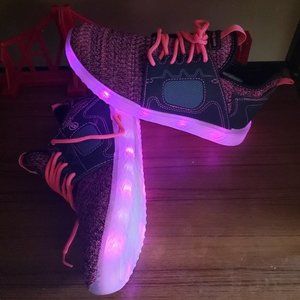 Flashlights Girls' Multi Color Light-Up, Lightweight Athletic Sneakers (Black Pi